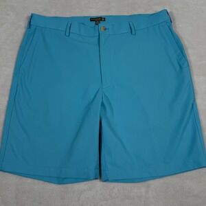 Peter Millar Crown Sport Mens Aqua Blue Golf Shorts Size 36 Performance Stretch